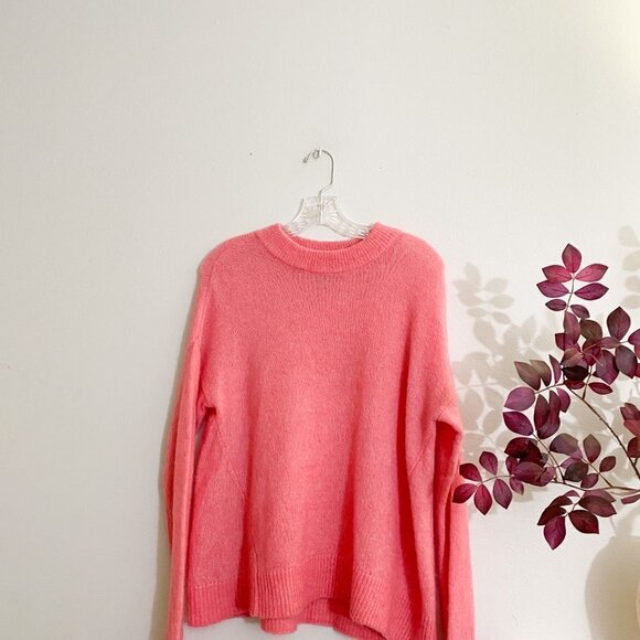 🦋 H&M Hot Pink Knit Pullover Sweater Top Small - Picture 3 of 5